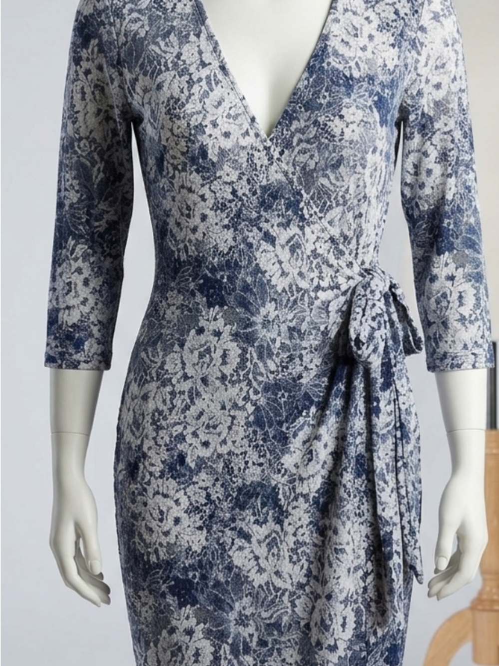 Emma & Michele Navy and White Floral Wrap Dress